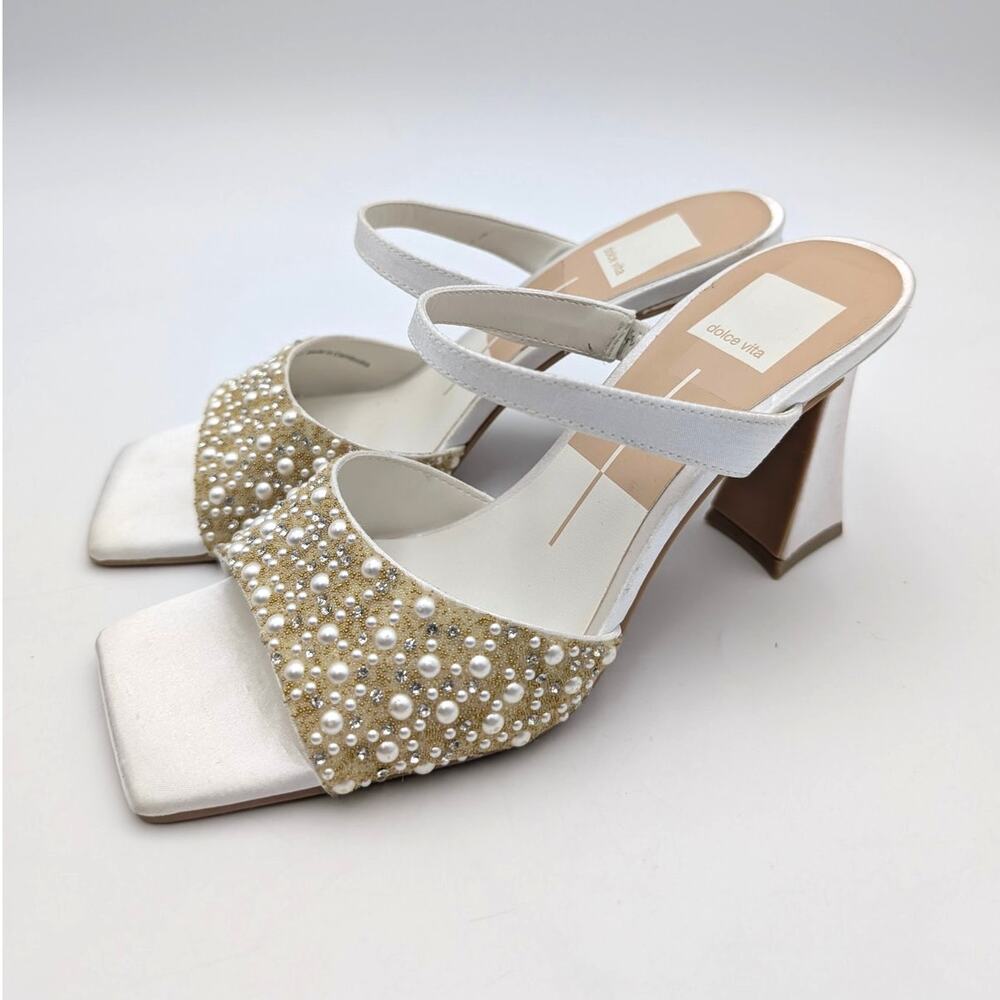 Dolce Vita Nasia Rhinestone Heel Sandals Women's White Size US6.5 EU37
